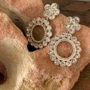 Crystal daisy hoop earrings